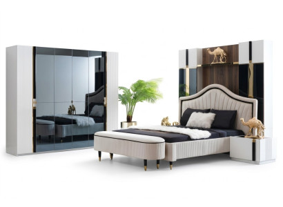 Ensemble chambre à coucher de 3 pièces Lit 2x Table de chevet Style Mobilier italien nouveau
