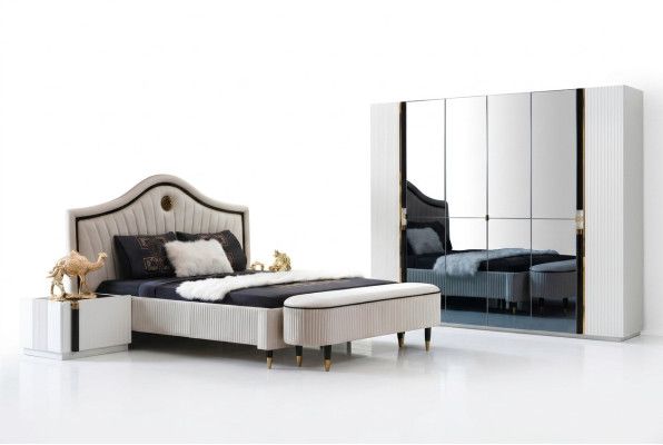 Conception de la chambre Lit Lits de luxe neufs Doubles Meubles rembourrés Hôtel Mariage Design