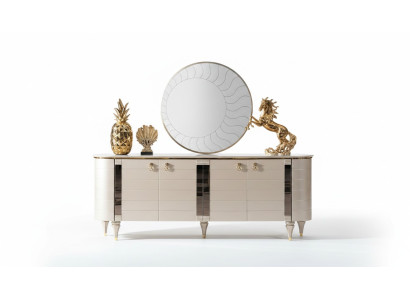 Commode Miroir Bois Coffres Commode Suite Moderne Armoire Console Mobilier neuf Ensemble 2 pièces