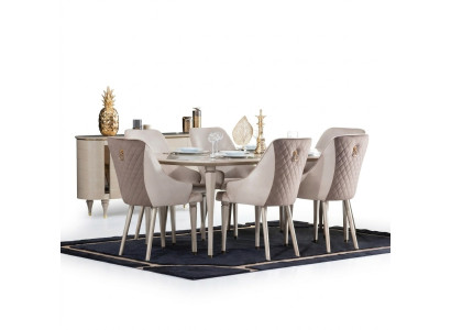 Salle à manger Ensemble Table 6x Chaises Chaise Ensemble complet de salle à manger 7pcs.