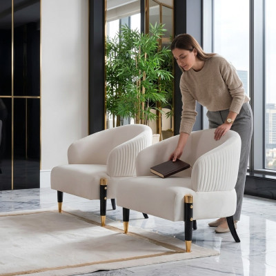 Textile 2x Fauteuil Tapisserie Chaises Gastro Tissu Salle à manger Nouveau Ensemble de chaises Design
