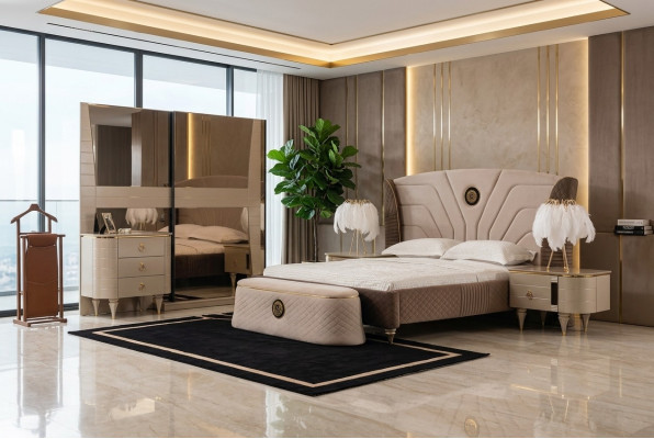 Lits Lit double Cadre de lit Hôtel Bois double Meubles Lit Rembourrage de lit Design de luxe