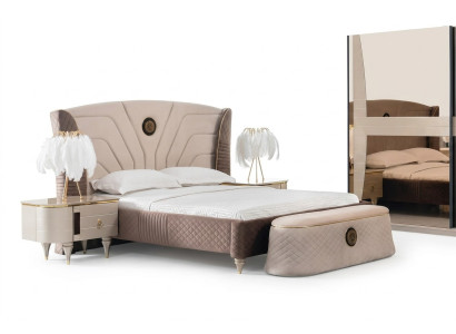 Chambre Lit double 160x200cm Lit de luxe 2x Table de chevet Ensemble de lits 3 pièces. Nouveau lit