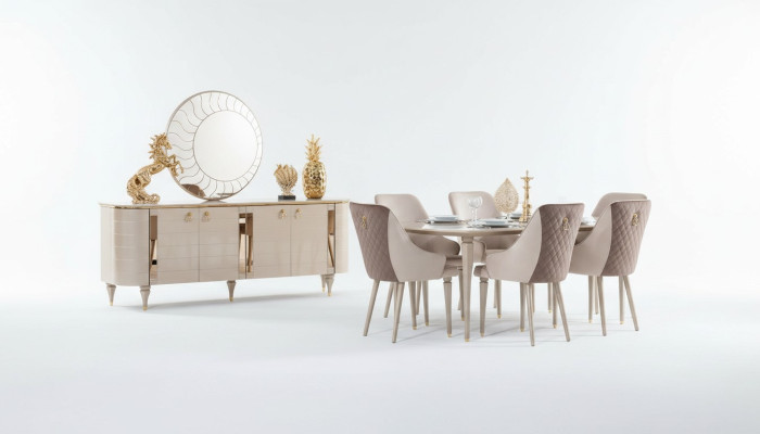 Ensemble complet de salle à manger Commode Table 6 chaises Commode Miroir Ensemble de suite neuf