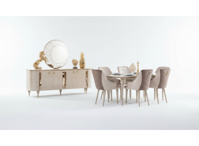 Ensemble complet de salle à manger Commode Table 6 chaises Commode Miroir Ensemble de suite neuf