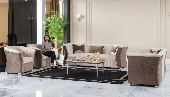 Ensemble de sièges élégants de luxe moderne 3+3+1+1 places canapés design meubles rembourrés canapés