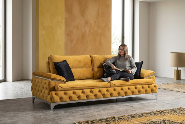 Canapé 3 places Tissu Canapé Coussins Rembourrage Mobilier de luxe Moderne Trois places nouveau