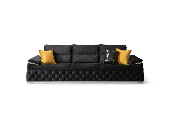Canapé Three Seater Design Sofa Canapés Modernes 4 Places Meubles de la Salle Noir Tapisserie