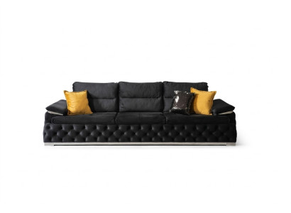 Canapé Three Seater Design Sofa Canapés Modernes 4 Places Meubles de la Salle Noir Tapisserie