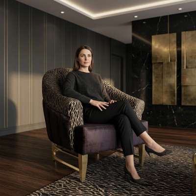 Fauteuil de luxe en tissu design de salon de style italien Lounge Chaise de meubles