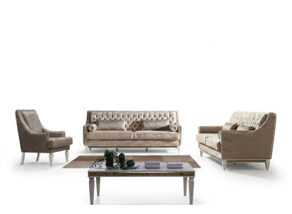 Ensemble de canapés Chesterfield beige 4+3 places Ensemble de fauteuils élégant
