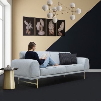 Gris Moderne Canapé de designer 3 places de salon de luxe Canapé rembourré