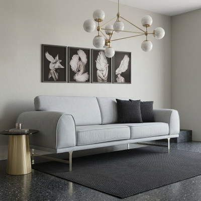 Gris Moderne Canapé de designer 3 places de salon de luxe Canapé rembourré