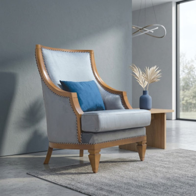 Moderne Fauteuil Gris en Textile, Siège Simple en Cuir, 1 Place, Neuf pour Salon.