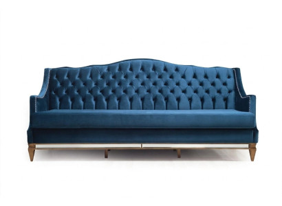 Canapé de relaxation trois places Chesterfield bleu pour le salon, trois places