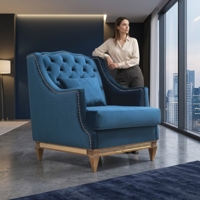 Bleu, il fauteuil Chesterfield de luxe Salon Lounge Mobilier de designer nouveau