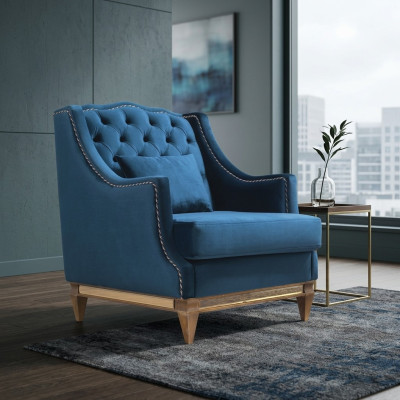 Bleu, il fauteuil Chesterfield de luxe Salon Lounge Mobilier de designer nouveau