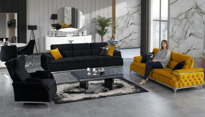 Ensemble de canapés 3+3 places, canapés design en tissu, canapés rembourrés en tissu, canapés relax