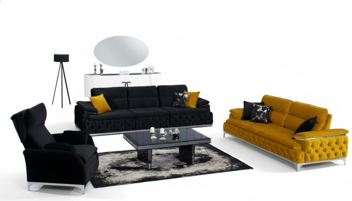 Ensemble de canapés 3+3 places, canapés design en tissu, canapés rembourrés en tissu, canapés relax