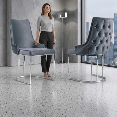 Chaise rembourrée de la salle à manger, chaise sans accoudoir de luxe pour le salon