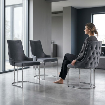 Chaises Salle à manger Ensemble 2x Chaise Chaise molle Style italien
