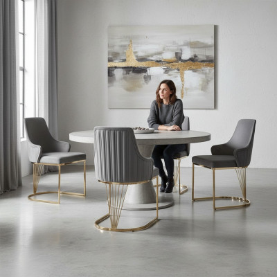 Groupe Ensemble 4x Fauteuil Chaise Design Tissu Fauteuils Gastro Salle à manger