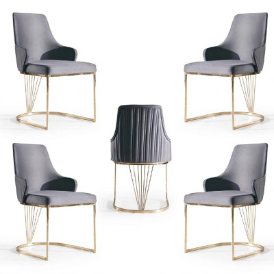 Groupe Ensemble 4x Fauteuil Chaise Design Tissu Fauteuils Gastro Salle à manger