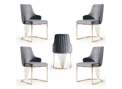 Groupe Ensemble 4x Fauteuil Chaise Design Tissu Fauteuils Gastro Salle à manger