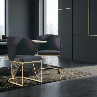 Chaise 2x Chaises groupe Ensemble Salon Salle à manger Suite Style moderne Textile