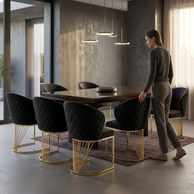 Ensemble de 6 chaises Fauteuils Fauteuil Salle à manger Suite Bois Moderne Groupe Mobilier