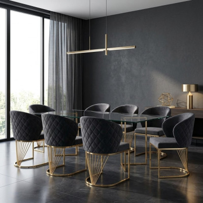 Ensemble de 8 chaises Fauteuil Rembourrage Chaises Salle à manger Tissu Mobilier Fauteuil