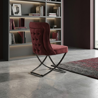 Chaises de salle à manger en acier inoxydable Fauteuil de luxe Rouge Chaises Salon