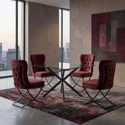 Chaises de salle à manger Ensemble Fauteuil Design 4x Chaises Ensemble Groupe Tapisserie