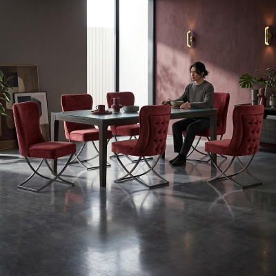 Salle à manger 6 chaises meubles design en acier inoxydable chaise rembourrée style italien