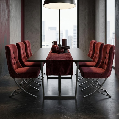 Salle à manger 6 chaises meubles design en acier inoxydable chaise rembourrée style italien