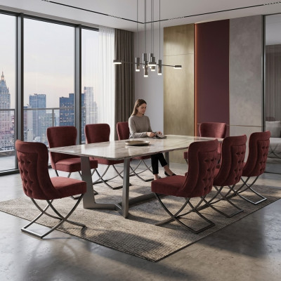 Ensemble de chaises design 8 chaises textiles Gastro Tissu Salle à manger Groupe de rembourrage