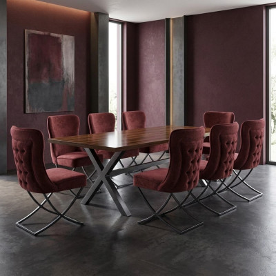 Ensemble de chaises design 8 chaises textiles Gastro Tissu Salle à manger Groupe de rembourrage