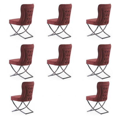 Ensemble de chaises design 8 chaises textiles Gastro Tissu Salle à manger Groupe de rembourrage