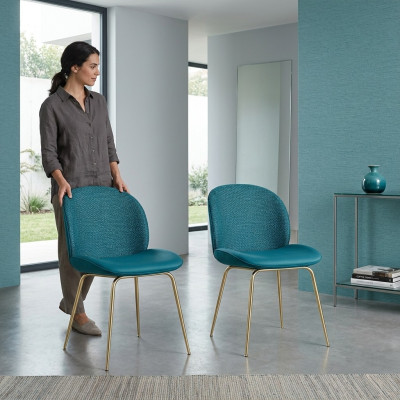 2x Ensemble de chaises de groupe Chaises en tissu Suite Tissu neuf Salle à manger rembourrée