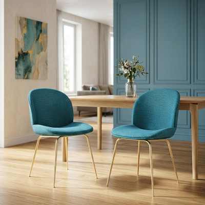 2x Ensemble de chaises de groupe Chaises en tissu Suite Tissu neuf Salle à manger rembourrée