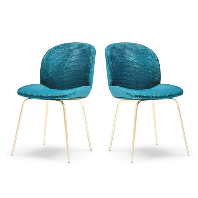 2x Ensemble de chaises de groupe Chaises en tissu Suite Tissu neuf Salle à manger rembourrée