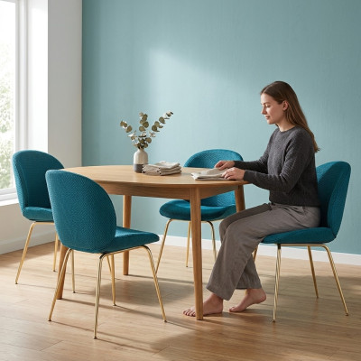 Chaises rembourrées de salle à manger Ensemble de 4 chaises en tissu de conception.