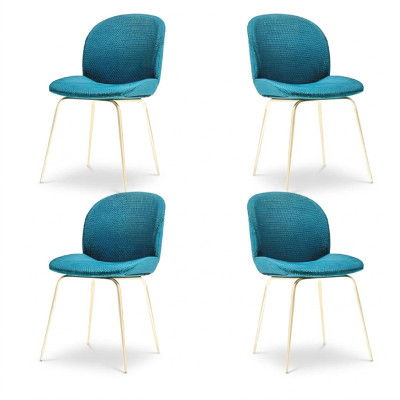 Chaises rembourrées de salle à manger Ensemble de 4 chaises en tissu de conception.