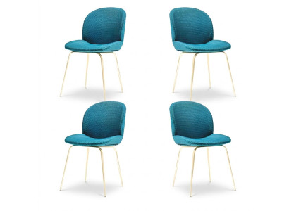 Chaises rembourrées de salle à manger Ensemble de 4 chaises en tissu de conception.