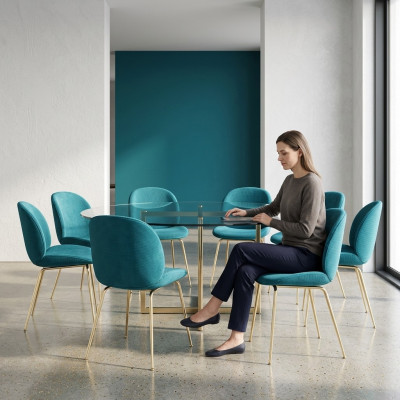 Ensemble de chaises design 8x Fauteuil Rembourrage textile Chaises en tissu Salle à manger neuf