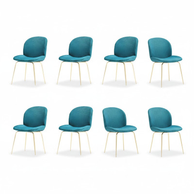 Ensemble de chaises design 8x Fauteuil Rembourrage textile Chaises en tissu Salle à manger neuf