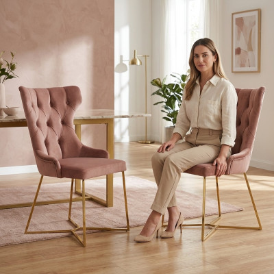 Groupe de 2 Fauteuils Inclinables Chesterfield avec Velours Rembourré