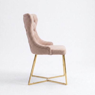 Ensemble de 4 chaises de salle à manger designer Chesterfield en bois massif.