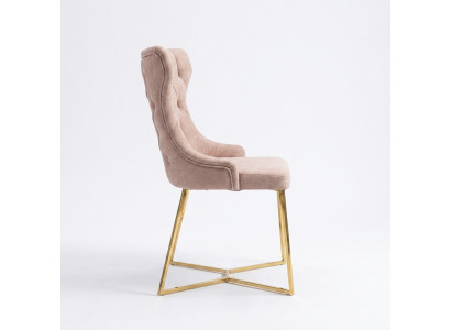 Ensemble de 4 chaises de salle à manger designer Chesterfield en bois massif.
