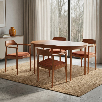 Salle à manger Groupe Chaise Suite 4x Chaises Assise Rembourrage Bois Massif